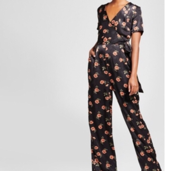 floral satin jumpsuit